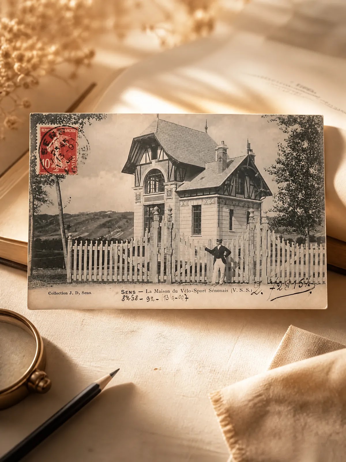 Vintage postcards collection laid out for cartophily collectors